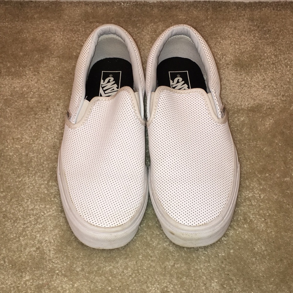 White leather perforated VANS